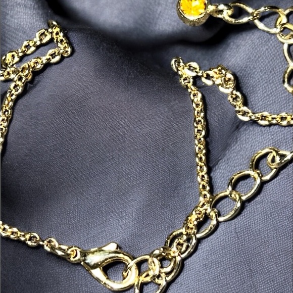 Vintage Gold Necklace with Yellow and Brown Rhinestone Accents - Picture 3 of 4